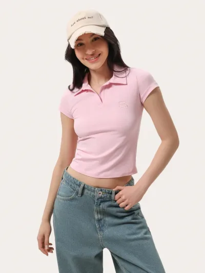 Ružové priliehavé polo tričko