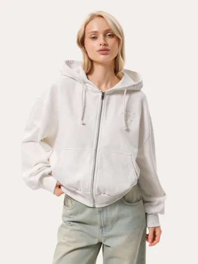 Mikina s kapucňou na zips pre ženy s výšivkou a termoreaktívnou látkou